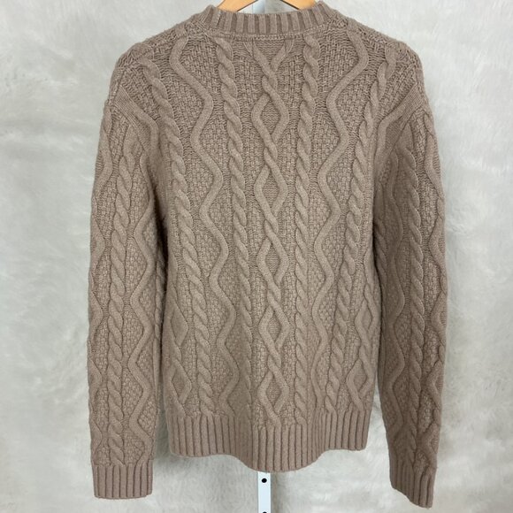 October's Very Own Men's Beige Tan Wool & Yak Chunky Crest Cable Knit Sweater XS - Picture 2 of 5